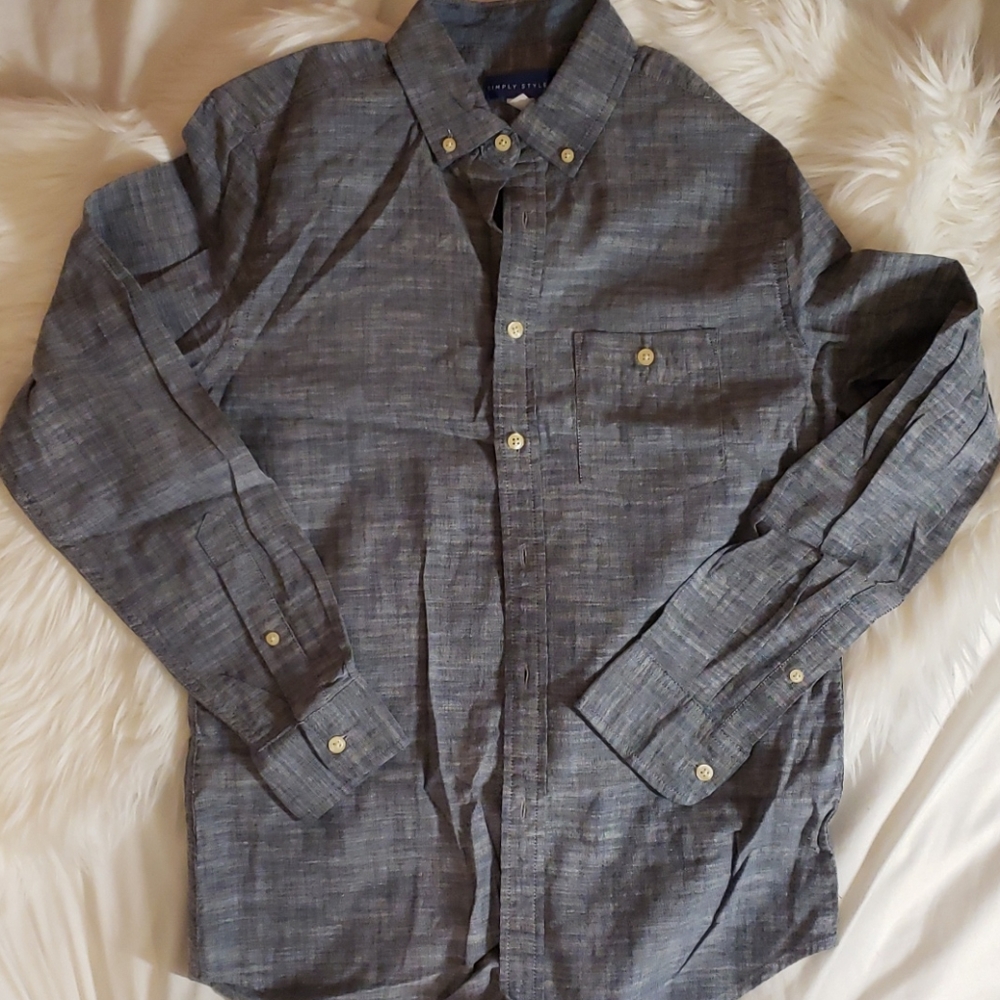 Simply Style Blue Casual Button Down Shirt